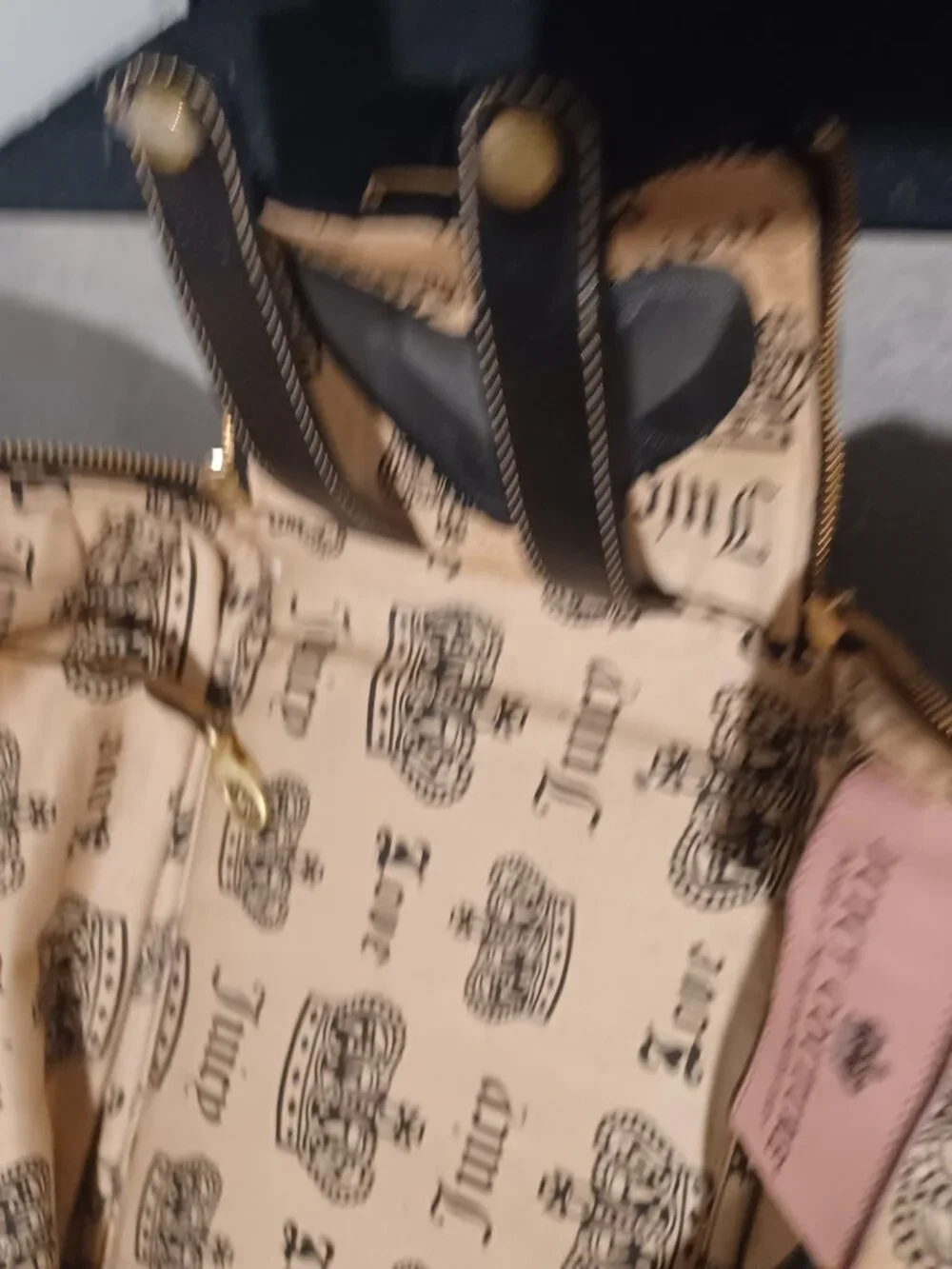 Share Vintage Juicy Couture Dog Carrier Bag Y2K Brown Velour Leather Trim